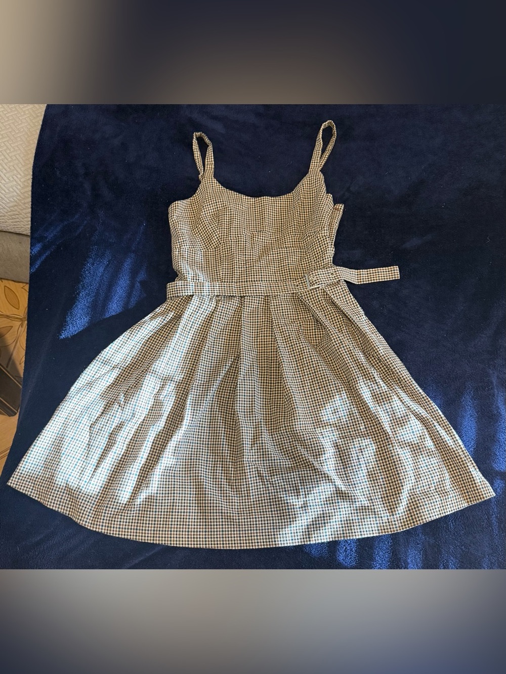 SO Black and White Gingham Sundress with Waist Tie